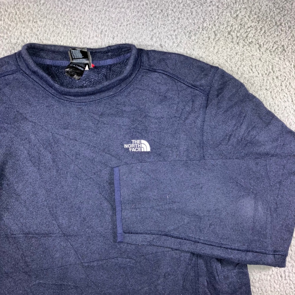 The North Face Sweatshirt Men XL Navy Blue Fleece Lined Logo Hiking Outdoor‎